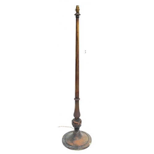 1035 - Victorian copper and brass standard lamp, 130cm high