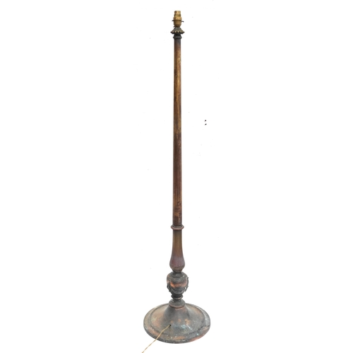 1035 - Victorian copper and brass standard lamp, 130cm high