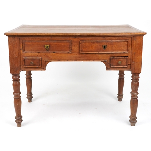 1101 - Victorian oak desk with four drawers, 79cm H x 105cm W x 62cm D