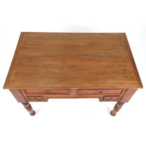 1101 - Victorian oak desk with four drawers, 79cm H x 105cm W x 62cm D