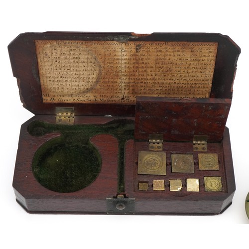 10 - Early 19th century mahogany cased diamond scales made and sold by De Grave & Son London, the case 13... 