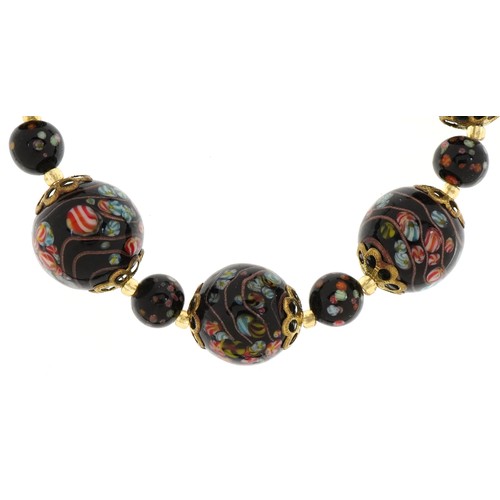 2121 - Venetian millefiori glass bead necklace, 38cm in length