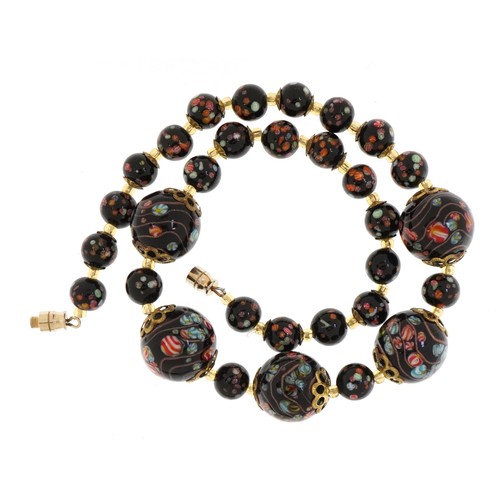 2121 - Venetian millefiori glass bead necklace, 38cm in length