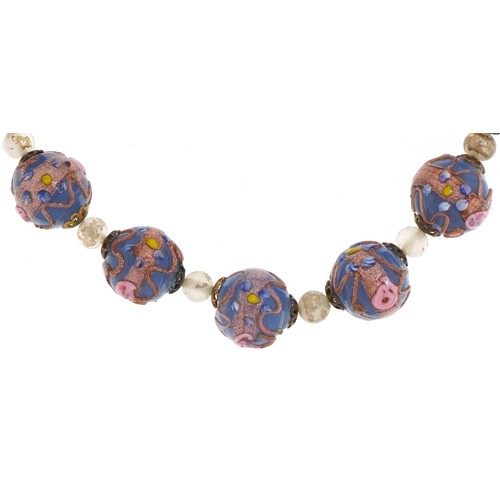 2140 - Venetian millefiori glass bead necklace, 54cm in length