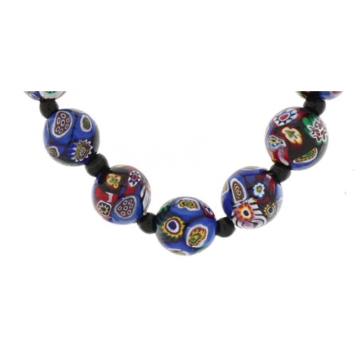 2160 - Venetian millefiori glass bead necklace, 46cm in length