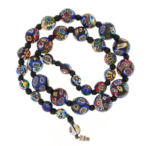 2160 - Venetian millefiori glass bead necklace, 46cm in length