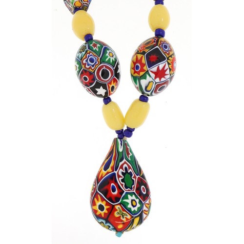 2153 - Venetian millefiori glass bead necklace, 44cm in length