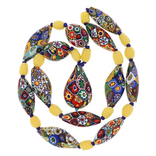 2153 - Venetian millefiori glass bead necklace, 44cm in length