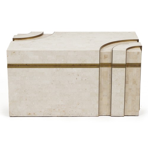 1004 - Art Deco style American mosaic marble style chest, 41.5cm H x 79.5cm W x 46cm D