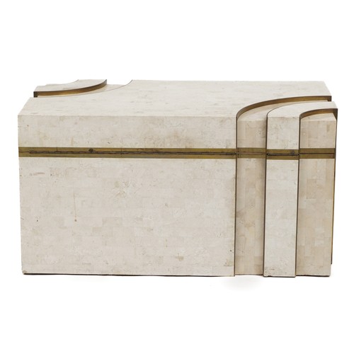 1004 - Art Deco style American mosaic marble style chest, 41.5cm H x 79.5cm W x 46cm D