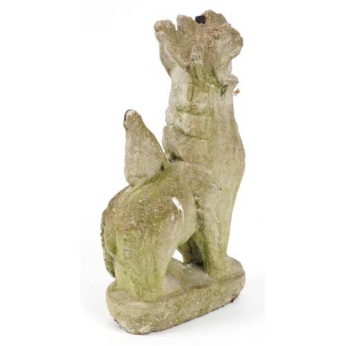 1148 - Garden stoneware water fountain in the form of a Chinese qilin, 62cm high