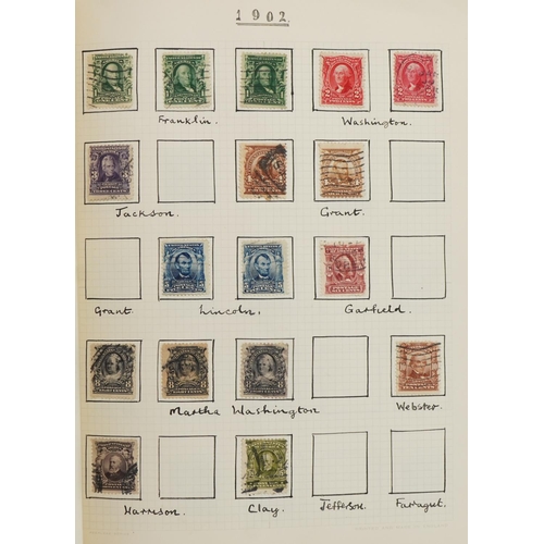 1632A - Collection of 19th century and later stamps arranged in an album, predominantly America and Australi... 