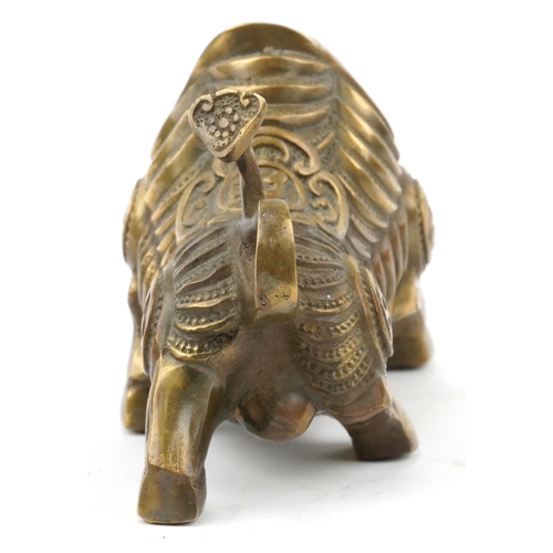 744 - Chinese patinated bronze water buffalo, 20cm wide