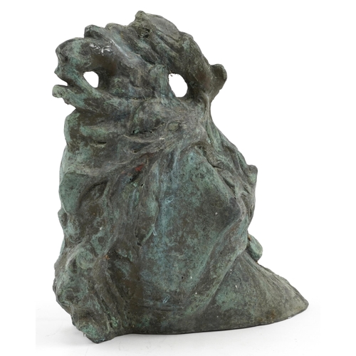 628 - Mid century European patinated bronze sculpture of a female reading, 25cm high