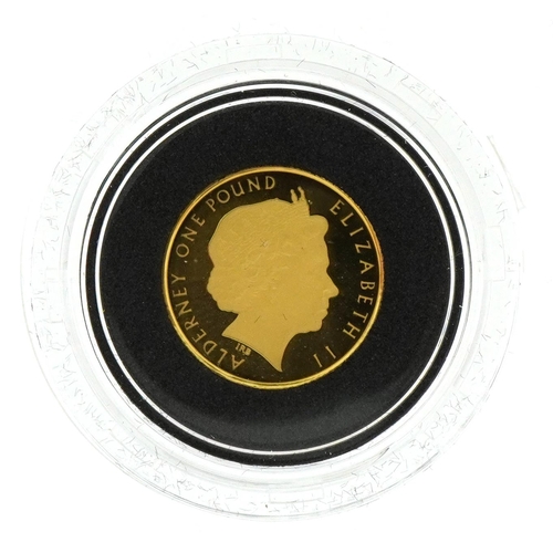 46 - 2014 100th Anniversary of the Birth of Dylan Thomas Alderney one pound gold proof coin with fitted c... 