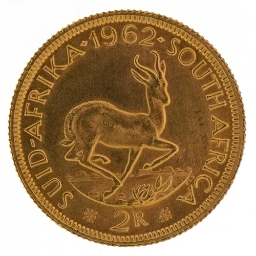 62 - South African 1962 two rand gold coin - this lot is sold without buyer’s premium, the hammer price i... 