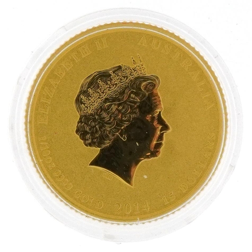 50 - Elizabeth II 2014 Year of the Horse fifteen dollar gold coin - this lot is sold without buyer’s prem... 