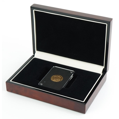 29 - George V 1917 gold sovereign, Melbourne mint, with slab, fitted case and box - this lot is sold with... 