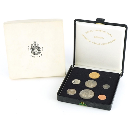 149 - The Royal Canadian Mint 1867- 1967 seven coin proof set with fitted case including Elizabeth II 1967... 