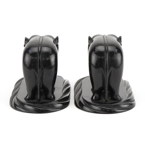 731 - Pair of African carved ebony elephants, each 13cm in length