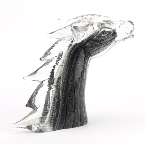 478 - V Nason, Murano glass sculpture in the form of a stylised horse head, V Nason & C Murano Italy label... 