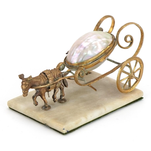 87 - 19th/20th century European gilt metal thimble holder in the form of a donkey pulling a chariot with ... 