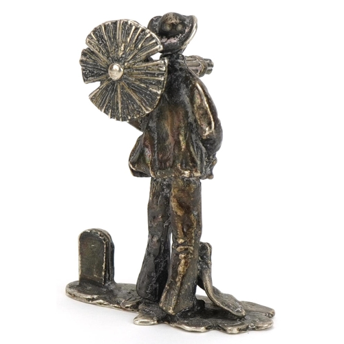 148 - Thomas Charles Jarvis, miniature silver figure of a chimney sweep, London 1976, 6cm high, 57.3g