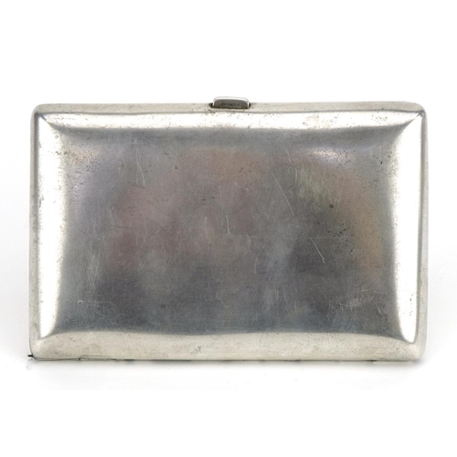 194 - Rectangular silver cigarette case, impressed Russian marks to the interior, 12cm wide, 179.8g