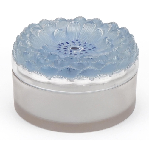 24 - Rene Lalique, French Art Deco frosted glass Dahlia box and cover, etched R Lalique France to the bas... 