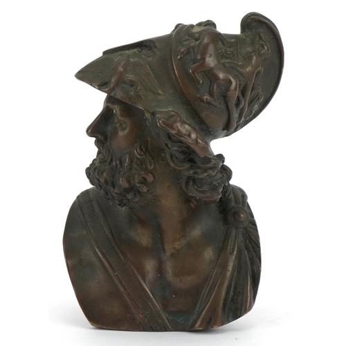 629 - Patinated bronze bust of a gladiator, 13cm high