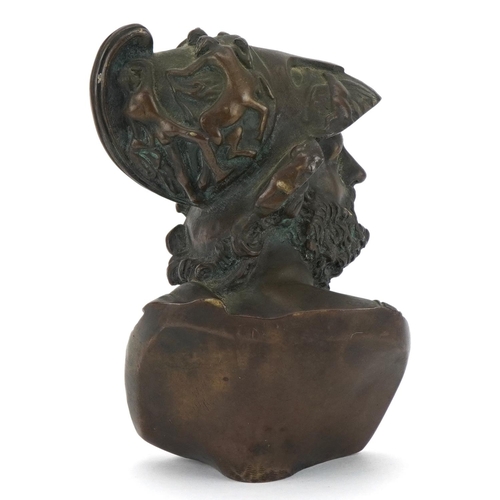 629 - Patinated bronze bust of a gladiator, 13cm high