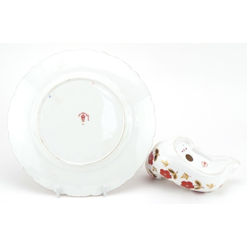 766 - Royal Crown Derby seal paperweight and Royal Crown Derby cabinet plate decorated with flowers, the l... 