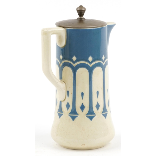 426 - Attributed to Peter Behrens for Villeroy & Boch, German Secessionist coffee pot numbered 2360, 22cm ... 