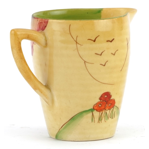 263 - Clarice Cliff, Art Deco pottery milk jug hand painted in the taormina pattern, 7.5cm high