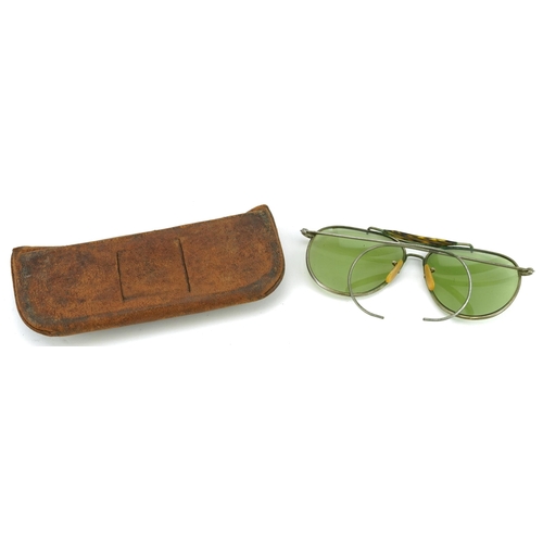 390 - Pair of Military World War II USA Air Force Ray Ban Aviator sunglasses with case by Bausch & Lomb