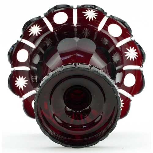 219 - 19th century Bohemian ruby flashed pedestal sweetmeat dish, 19cm in diameter