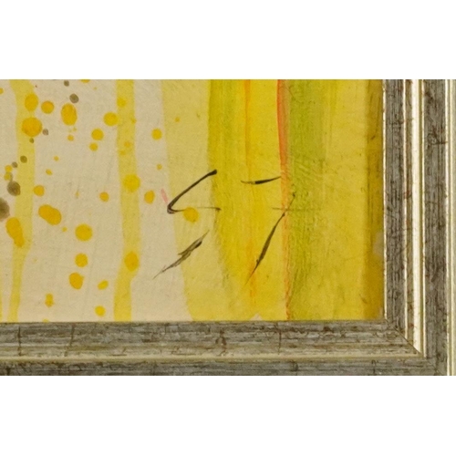 352 - Abstract composition, geometric shapes and paint splatters, oil on board, mounted and framed, 39cm x... 