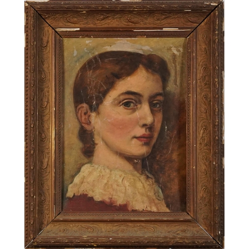 270 - Manner of Frantisek Zdenek Eberl - Head and shoulders portrait of a young female, Impressionist oil ... 