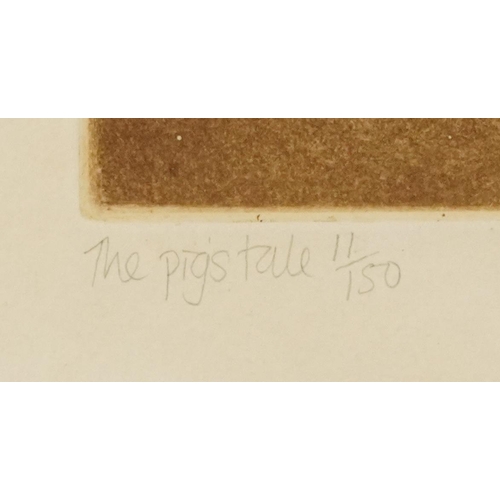 693 - Veronica Barge - The Pig's Tale, pencil signed print, limited edition 11/150, John Speer label verso... 