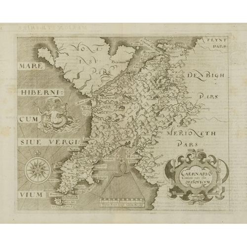 1865 - After William Hole - Antique map of Caernarvonshire, Wales, engraved by William Hole, possibly 17th ... 