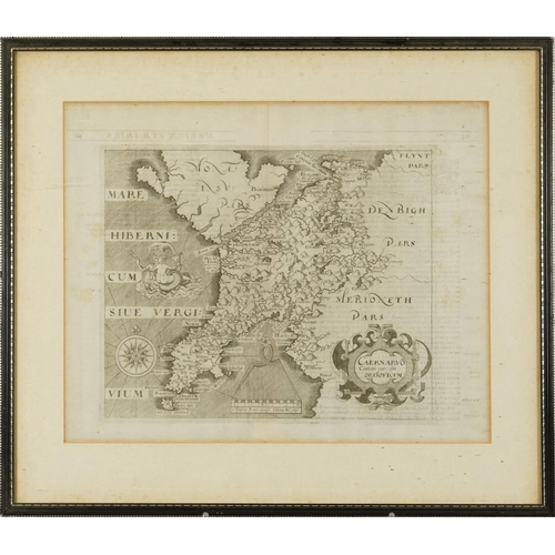 1865 - After William Hole - Antique map of Caernarvonshire, Wales, engraved by William Hole, possibly 17th ... 