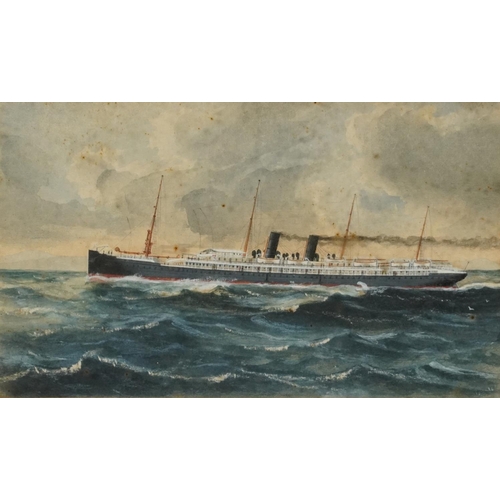 372 - SS Cuzco and RMS Ormuz, pair of heightened maritime interest watercolours, mounted and framed as one... 