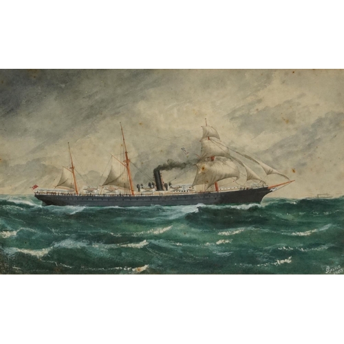 372 - SS Cuzco and RMS Ormuz, pair of heightened maritime interest watercolours, mounted and framed as one... 