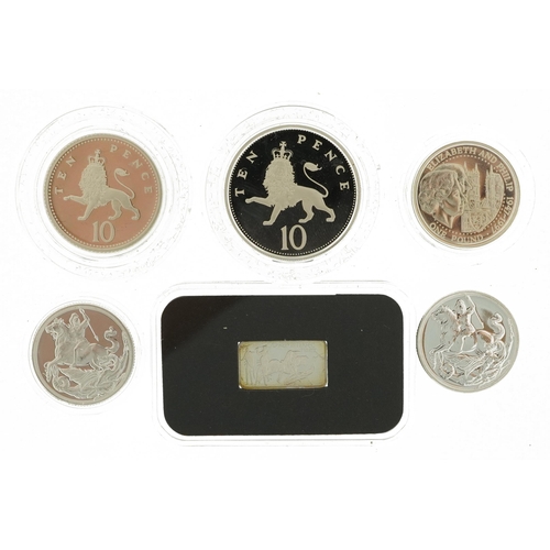 1735 - Silver and silver proof United Kingdom coinage including 1992 silver proof twopence two coin set, tw... 