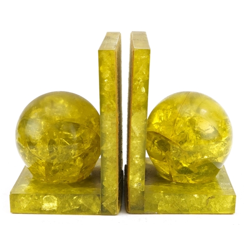 681 - Shattaline Product, pair of mid century style Scottish acrylic bookends, each 14cm high