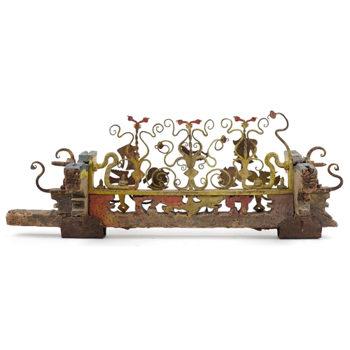 688 - Antique Sicilian carriage axel, 97cm in length