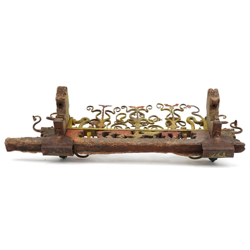 688 - Antique Sicilian carriage axel, 97cm in length