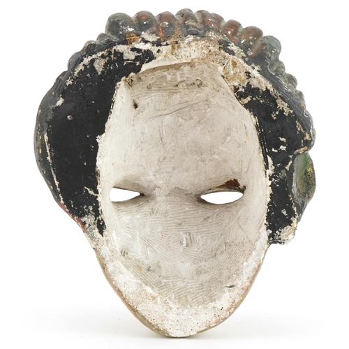 473 - Manner of Goldschneider, Austrian style Art Deco painted plaster wall mask in the form of a female, ... 