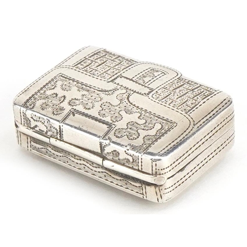 259 - William Simpson, George IV silver vinaigrette in the form of a purse with gilt interior, Birmingham ... 