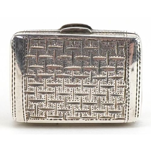 259 - William Simpson, George IV silver vinaigrette in the form of a purse with gilt interior, Birmingham ... 